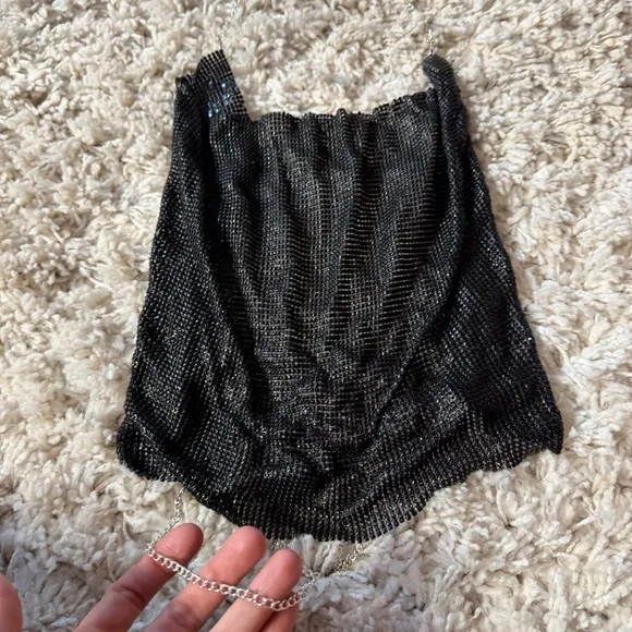 Glamorous going out party evening clubbing women’s Black Chainmail Tank Top. Tur - Picture 6 of 7